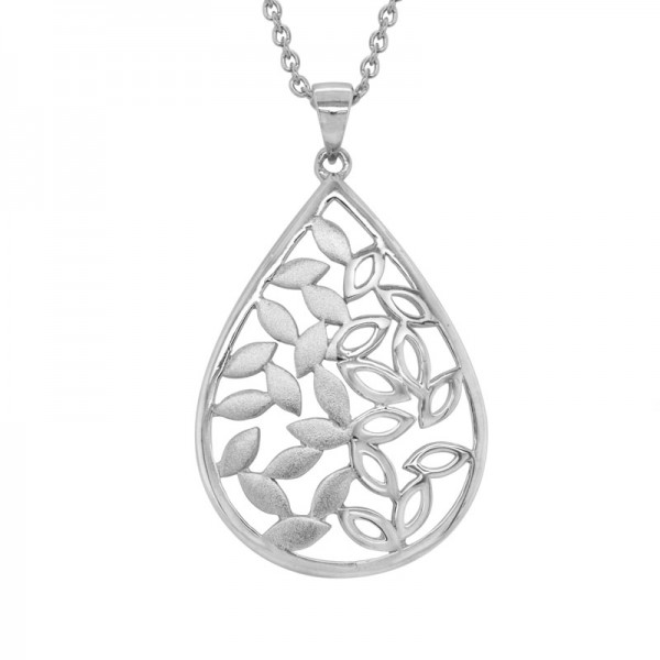 SS Teardrop Leaf Pattern Pendant