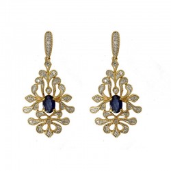 14KY Sapphire & Diamond Earrings