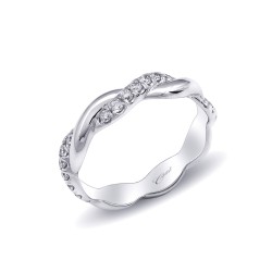 14K White Gold Diamond Band with 21 Round Diamonds at .31ct tw in Fishtail Setting