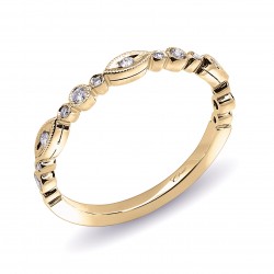 14K Yellow Gold Milgrain Diamond Band .11ct tw 21 Round Diamonds