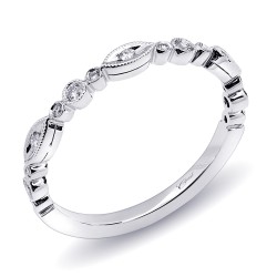 14K White Gold Milgrain Diamond Band .11ct tw 21 Round Diamonds