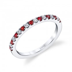 14K White Gold Diamond & Ruby Anniversary Ring
