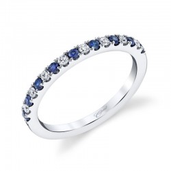 14K White Gold Diamond & Sapphire Anniversary Ring