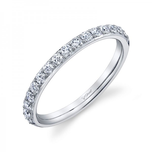 14K White Gold Diamond Comfort Fit Wedding Band with 16 Round Diamonds at .39ct tw