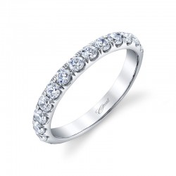 14K White Gold Band With 0.72ct tw 21 Round Diamonds