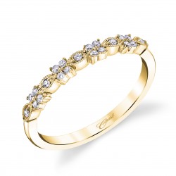 14K Yellow Gold Milgrain Diamond Band .13ct tw 21 Round Diamonds