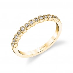 14K Yellow Gold Milgrain Diamond Band .10ct tw 13 Round Diamonds