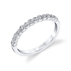 14KW  Milgrain Diamond Band .09Ct Tw 21 Round Diamonds