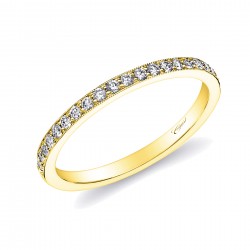 14K Yellow Gold Milgrain Diamond Band .20ct tw 21 Round Diamonds