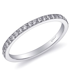 14K White Gold Milgrain Diamond Band .20ct tw 21 Round Diamonds
