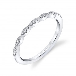 14K White Gold Band With 0.12Ct Tw 21 Round Diamonds