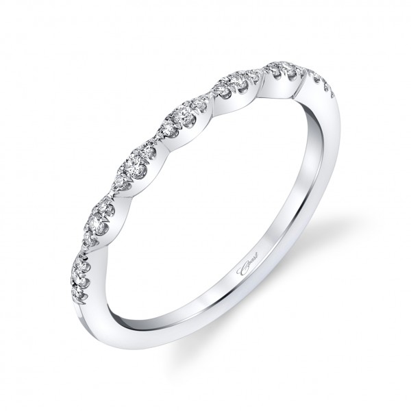 14K White Gold Band With 0.12Ct Tw 21 Round Diamonds