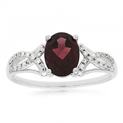 14KW Rhodolite Garnet & Diamond Ring