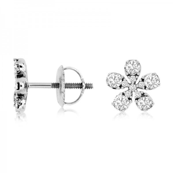 14KW Diamond Flower Stud Earrings