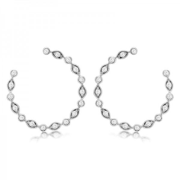 14KW Diamond Vintage Hoop Earrings