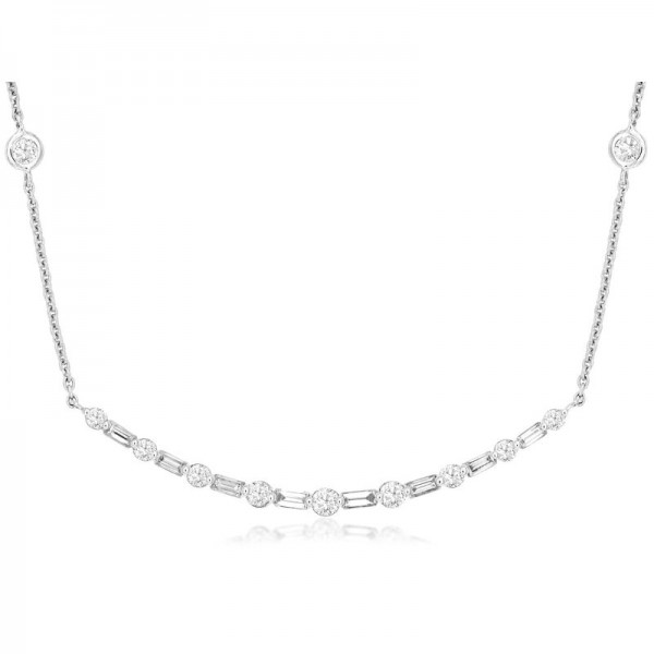 14KW Diamond Curve Bar Necklace