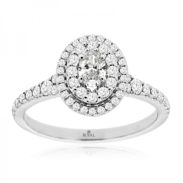 14KW Diamond Oval Halo Engagement Ring