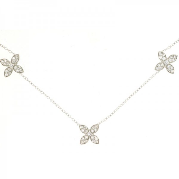 14KW Diamond Station Flower Necklace