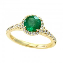 14KY Emerald & Diamond Ring