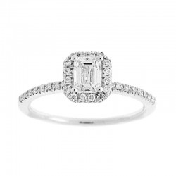 14KW Emerald Cut Halo Diamond Engagement Ring