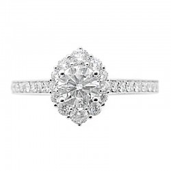 14KW Round Halo Diamond Engagement Ring