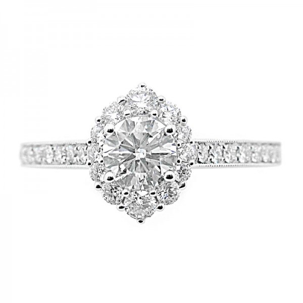 14KW Round Halo Diamond Engagement Ring
