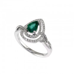 14KW Diamond & Emerald Ring