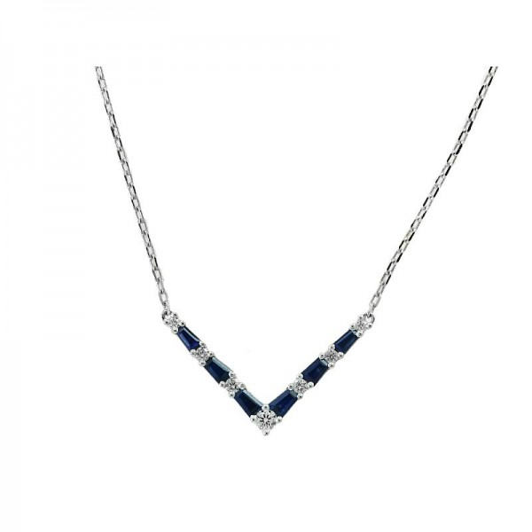 14KW Diamond & Sapphire Pendant