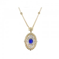 14KYW Sapphire & Diamond Pendant