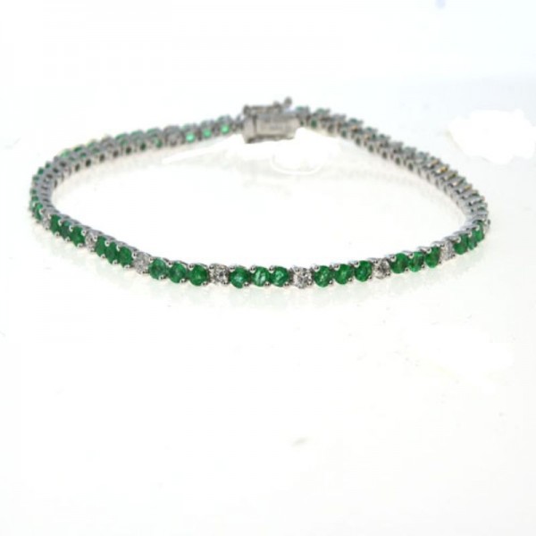 18KW Emerald & Diamond Bracelet