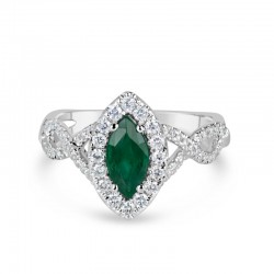 18KW Emerald & Diamond Ring