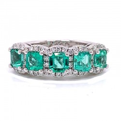 18KW Emerald & Diamond Ring
