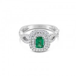 18KW Emerald & Diamond Ring