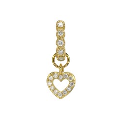 18KY Petite Diamond Open Heart Earring Charm