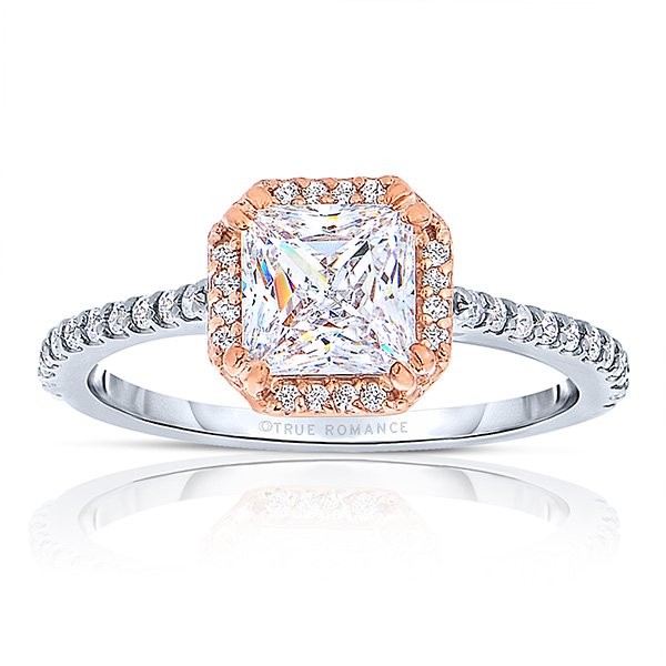 True Romance 14K W&R Halo Engagement Ring