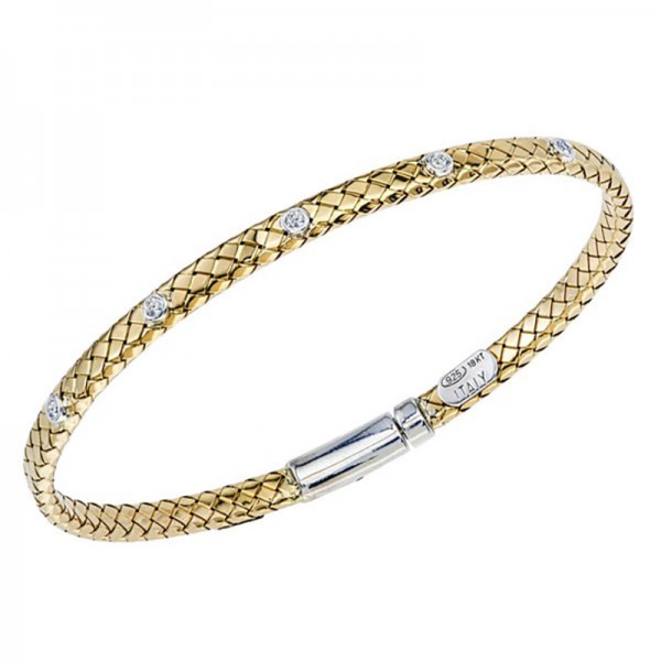 18K Yellow Gold Flat Basket Weave Bracelet