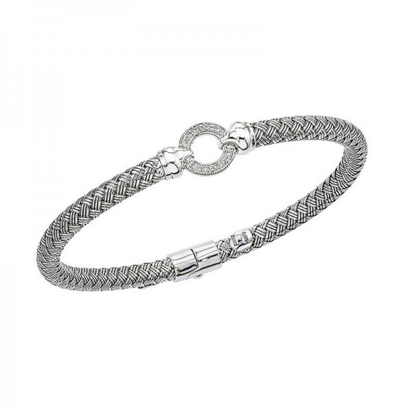 Sterling Silver Ridged Basketweave Bangle