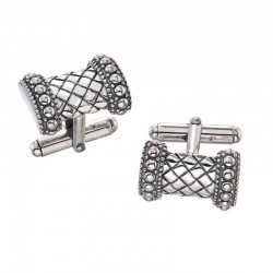 Sterling Silver Rectangular Basketweave Cufflinks