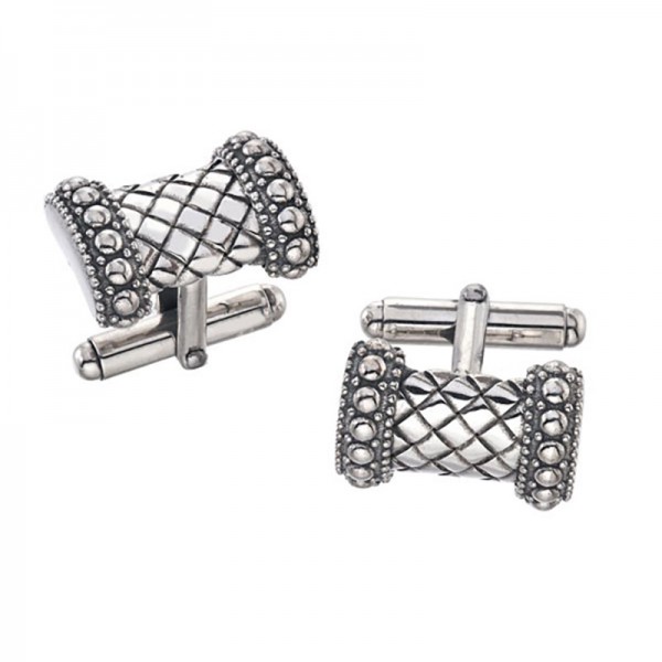 Sterling Silver Rectangular Basketweave Cufflinks