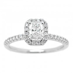 14KW Radiant Halo Diamond Engagement Ring