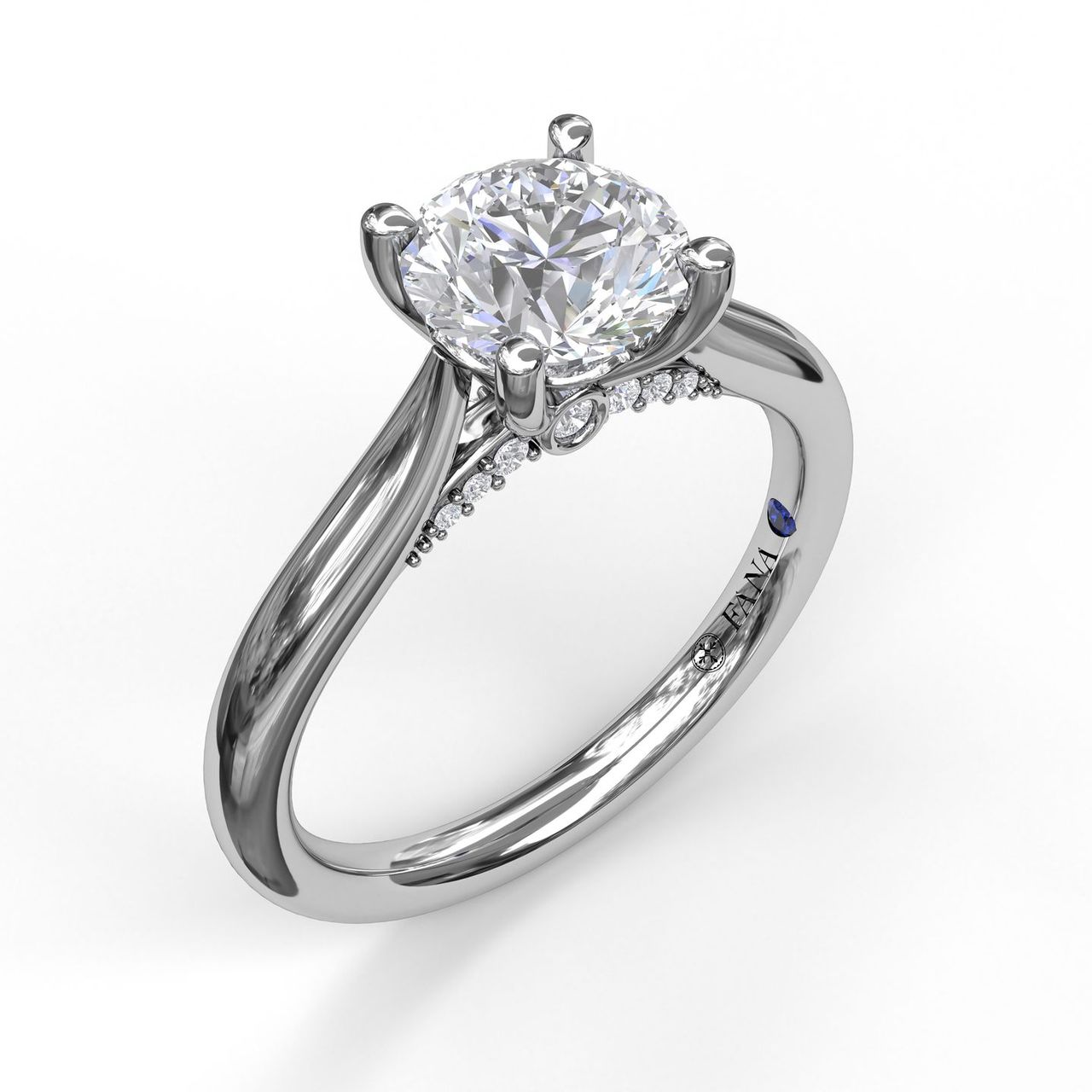 Round Cut Solitaire With Decorated Bridge - S3046/WG 6.5mm