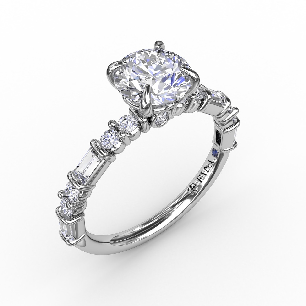 Solitaire diamond ring with baguettes sales
