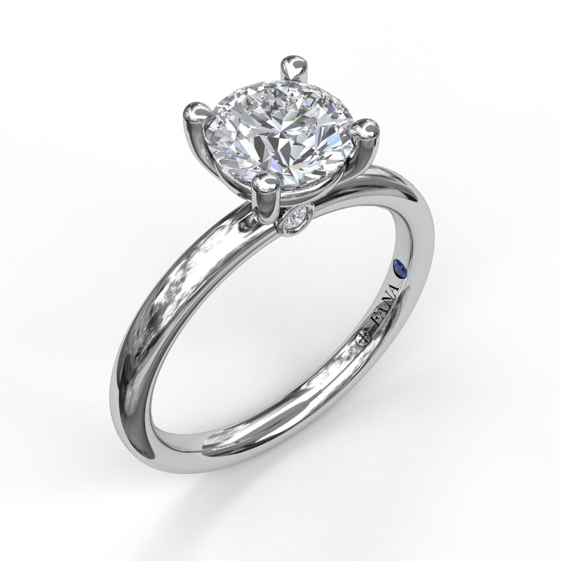 FANA Contemporary Diamond Solitaire Engagement Ring With Baguettes and