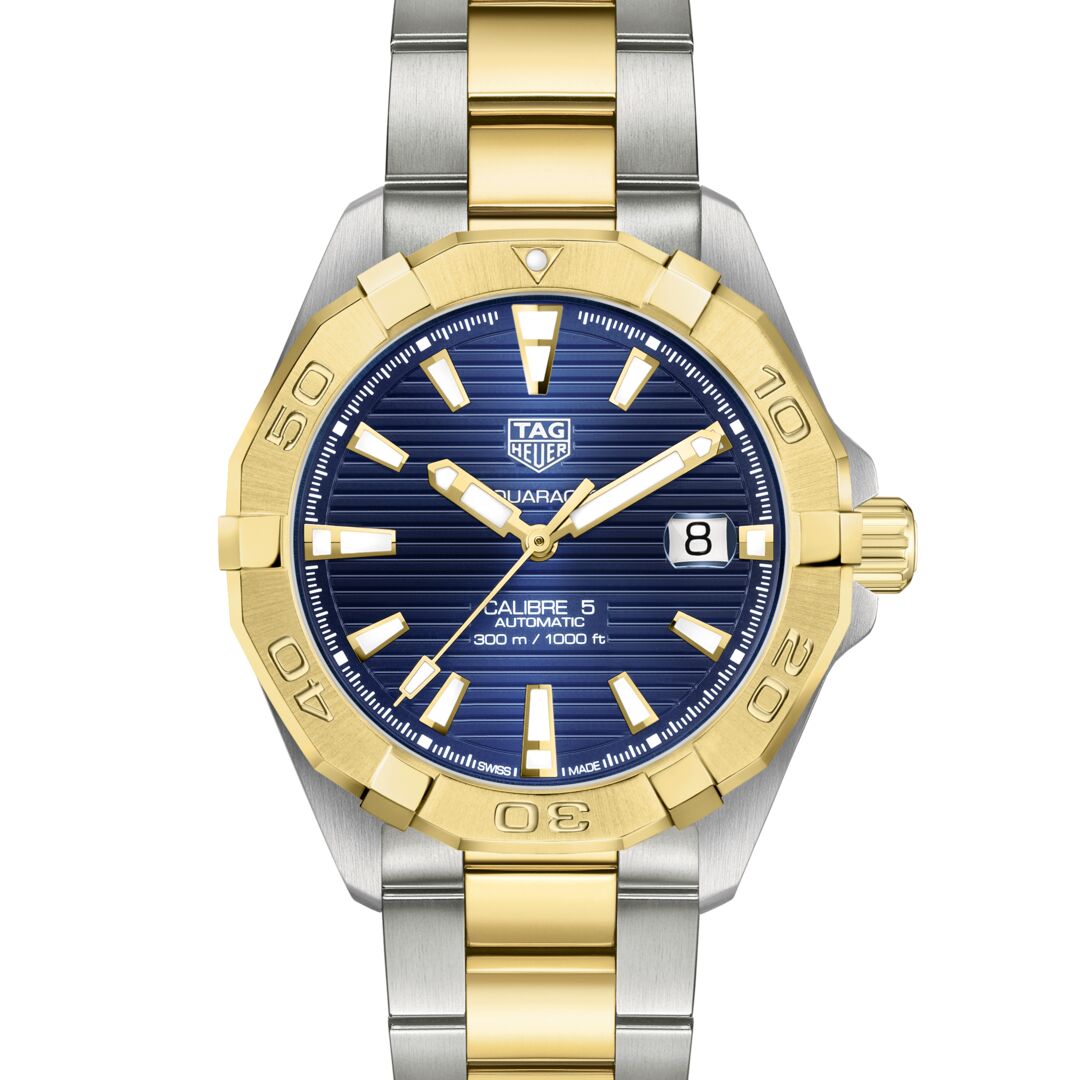 TAG Heuer Aquaracer Calibre 5 Automatic Mens Blue Steel & Yellow