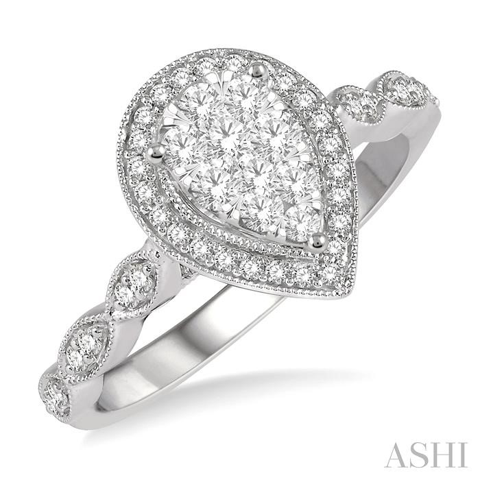PEAR SHAPE LOVEBRIGHT DIAMOND ENGAGEMENT RING