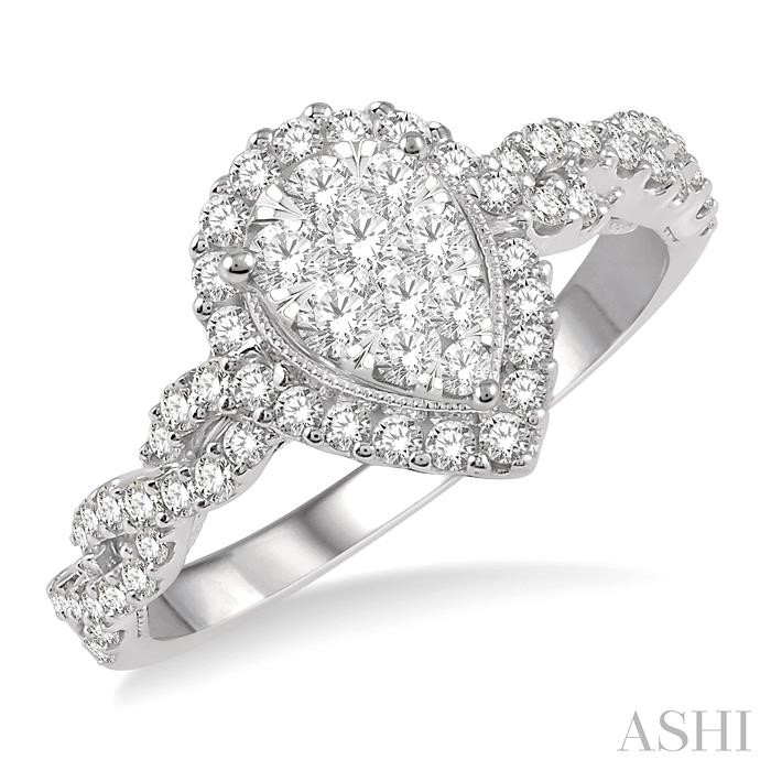 PEAR SHAPE LOVEBRIGHT DIAMOND ENGAGEMENT RING