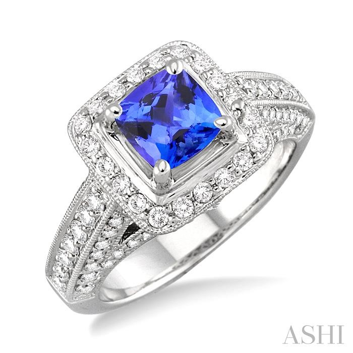 GEMSTONE & HALO DIAMOND RING