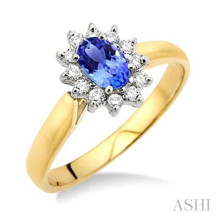 OVAL SHAPE GEMSTONE & DIAMOND RING