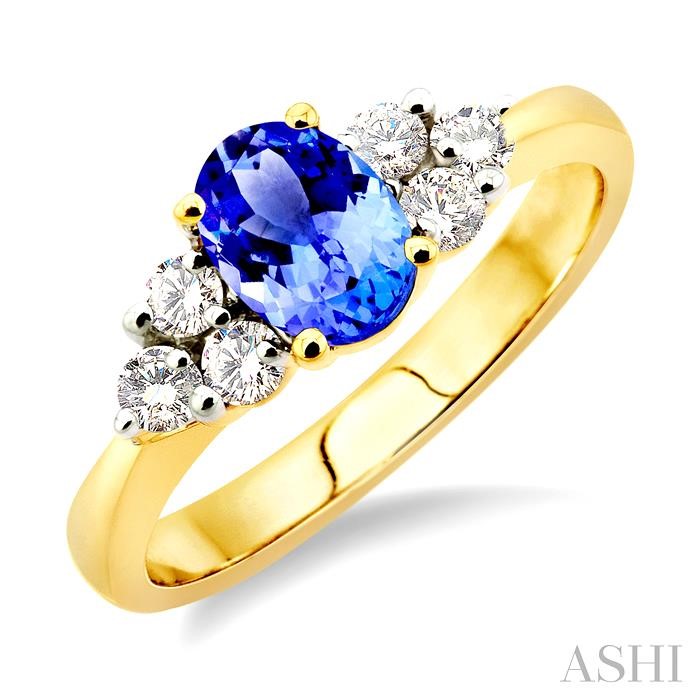 OVAL SHAPE GEMSTONE & DIAMOND RING