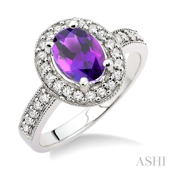 OVAL SHAPE GEMSTONE & DIAMOND RING